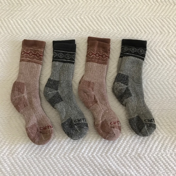 Carhartt Accessories - Four Pairs Gray + Pink Carhartt Cold Weather Socks